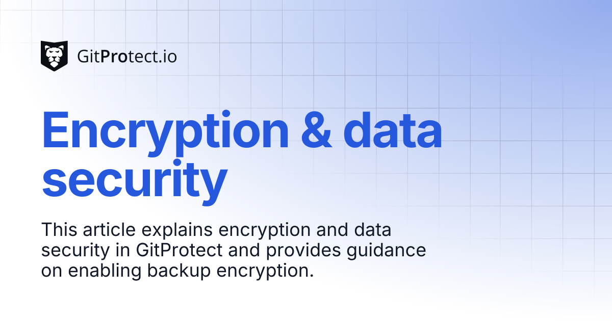 Encryption & data security | GitProtect Knowledge Base